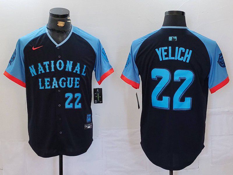 Men Milwaukee Brewers #22 Yelich Blue All star 2024 Nike MLB Jersey style 5->milwaukee brewers->MLB Jersey